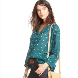 Madewell tie neck blouse in fall feathers